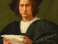 Россо Фьорентіно. Портрет молодої людини, що тримає лист.